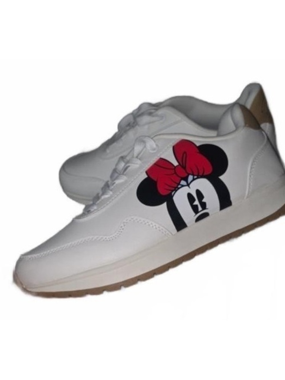 Disney Minnie Mouse White Low Top Sneakers Size 9 Jogger Tennis Shoes NWT